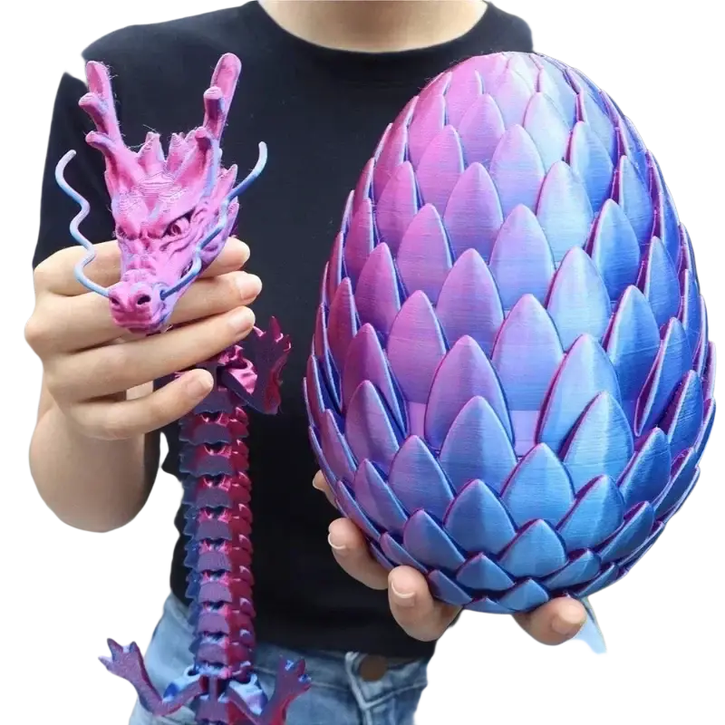 A vibrant purple and blue gradient 3d-printed dragon egg with textured scaly surface for home decoration and gifts