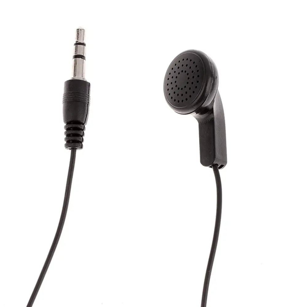 Écouteurs filaires noirs avec prise 3,5 mm et boîtier d’oreillette perforée, conçus pour un usage stéréo intra-auriculaire en 3,5 mm avec appareils mp3 mp4.