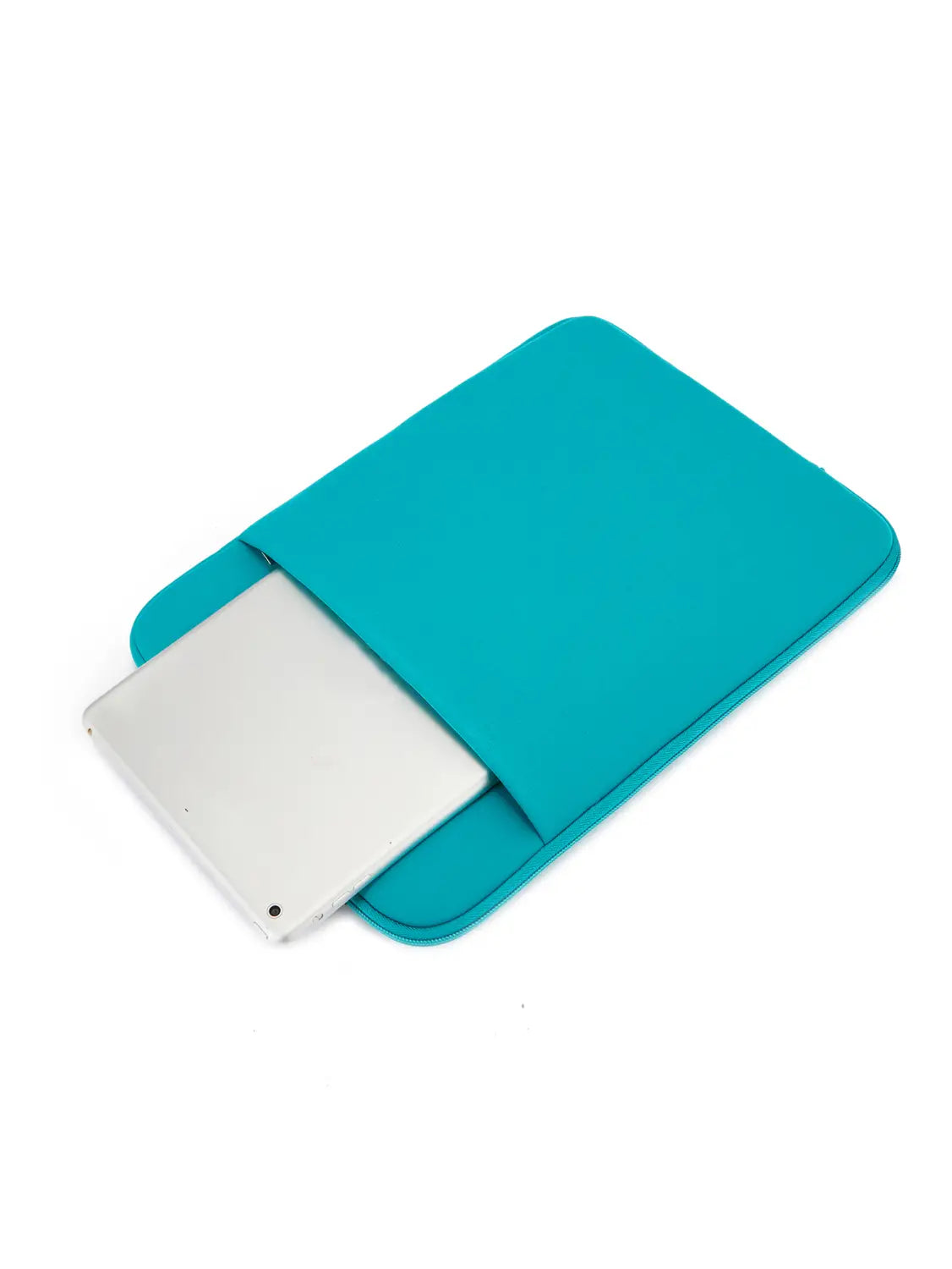 Multifunktionale Neopren-Laptoptasche in Teal mit Reißverschlussverschluss, ausgelegt zum Schutz und Transport von Tablets oder kleinen Laptops von 11 bis 17 Zoll.