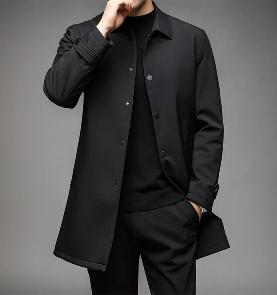2026 autumn men's high-quality Business Trench Coat single breasted trench coat men long Casual Windbreakers Good Quality jacket