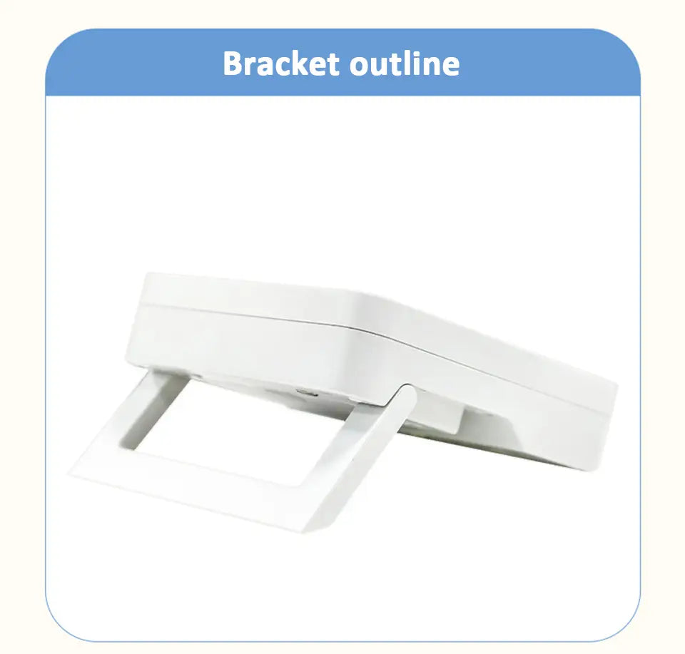 soporte de plástico blanco con diseño minimalista y soportes angulares para un temporizador digital de cocina magnético de 4 canales