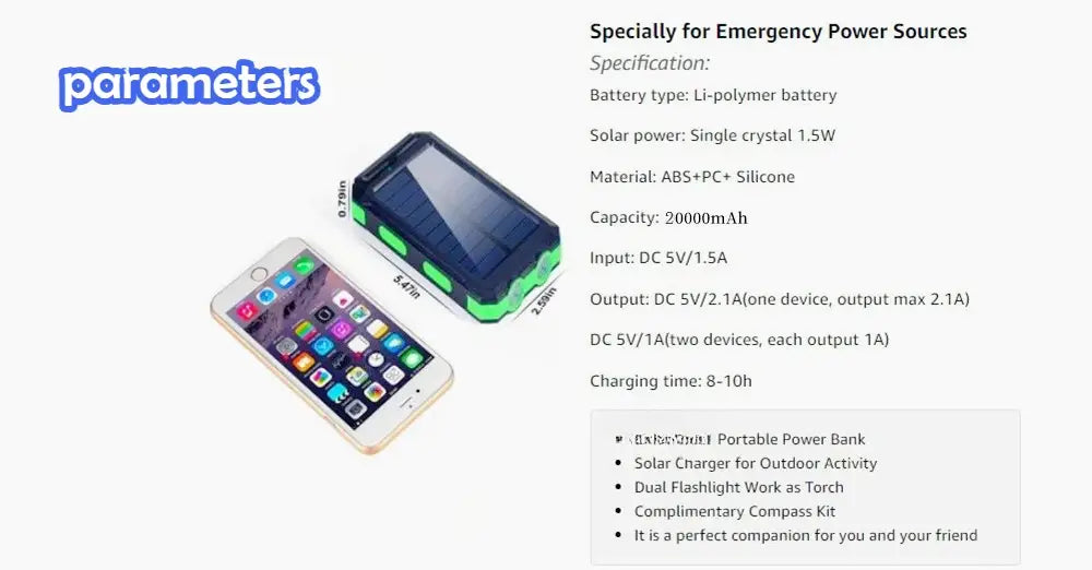 Black and green solar power bank 20000mah rugged portable charger with silicone casing for durable outdoor use