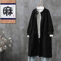 Long Trench Women Solid Round Neck Single Breasted Jackets Full Sleeve Casual Loose Pockets Coats Cardigan Lady Spring Autumn