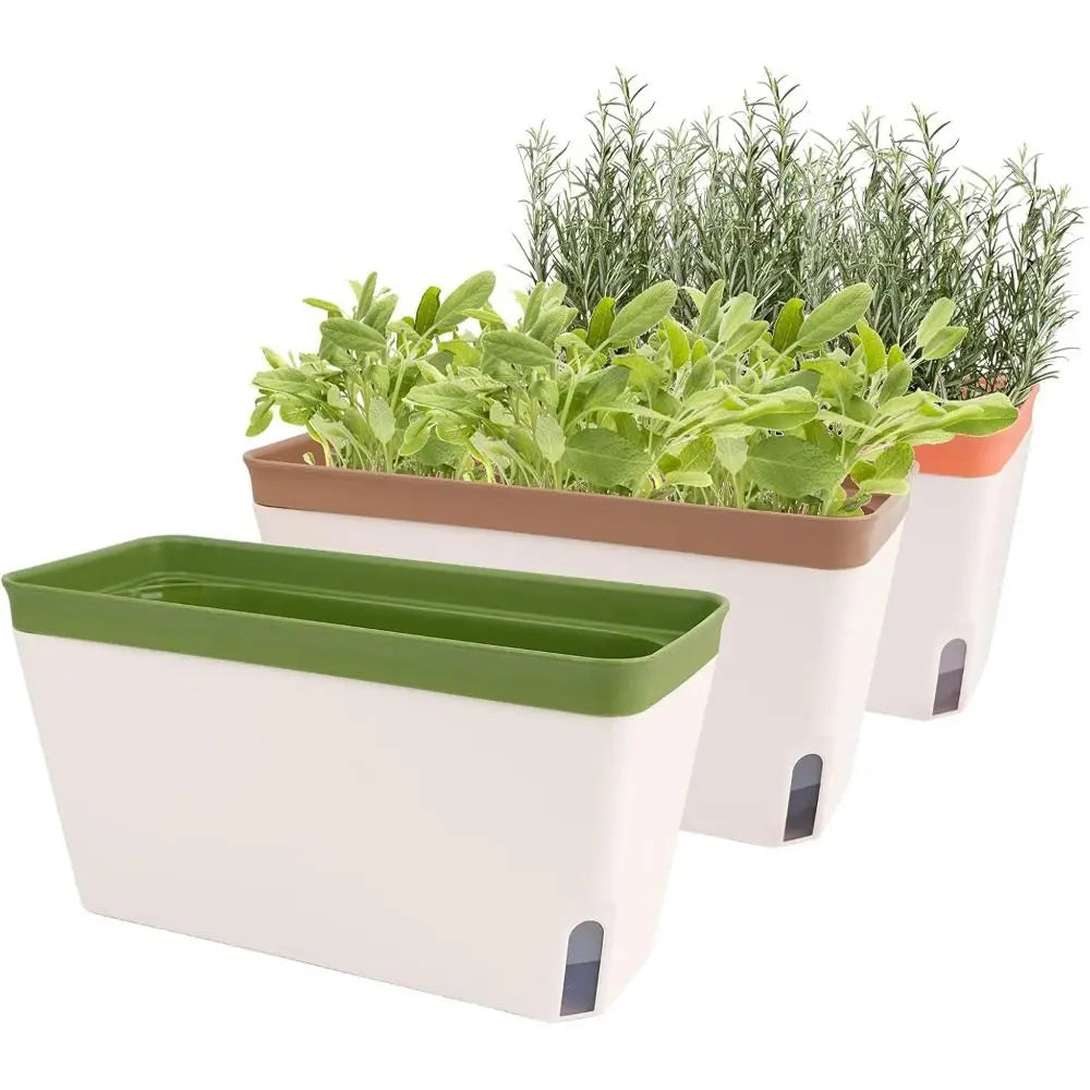 Modern Self Watering Planter Pots Decorative Visual Water Level Window Herb Planter Box Indoor Herb Garden Pots Vegetables