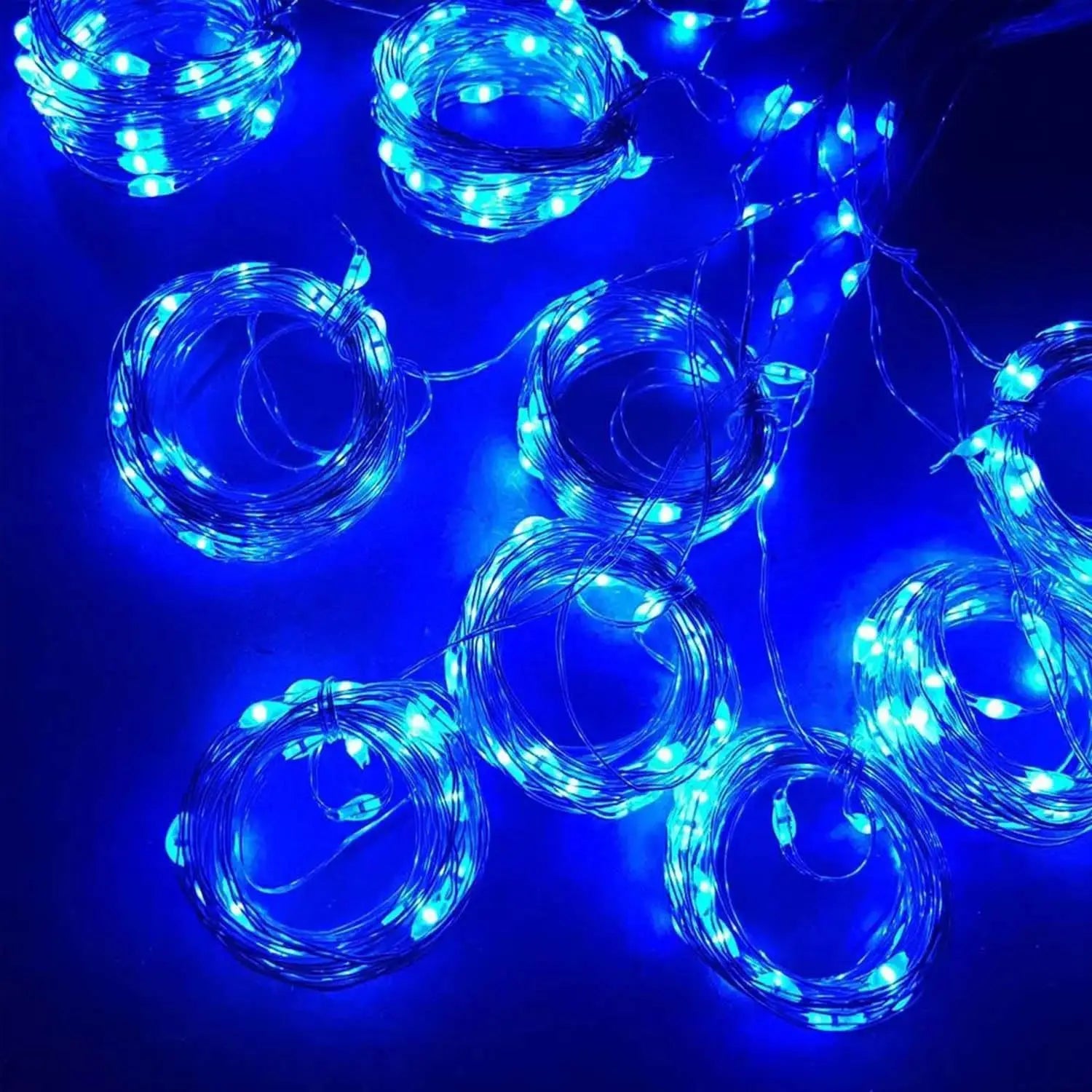 blue led curtain fairy lights with small bright bulbs along a thin wire designed for usb remote bedroom decor