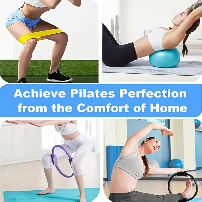 7Pcs/Set Pilates Ring Set, Magic Circle, Explosion-Proof Pilates Mini Ball, High Elastic Resistance Band, Yoga Wheat Tube Bal