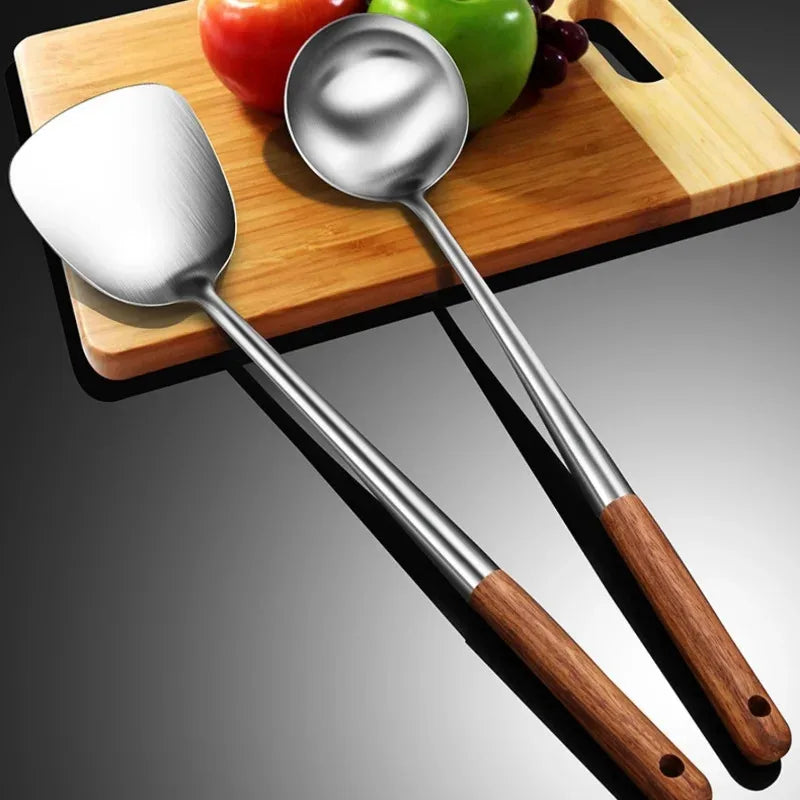 Kitchen Utensils Wok Spatula Iron and Ladle Tool Set Spatula for Stainless Steel Cooking Equpment Kitchen Accessories Essentials