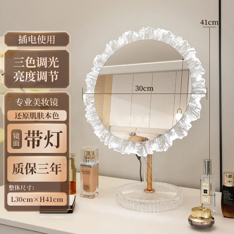 Round Bathroom Mirror Led Light Makeup Full Length Mirror Big Art Espelho De Banheiro Para Parede Home Decoration Accessories