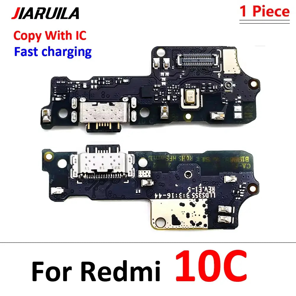 Placa de circuito negro con puerto USB-C plateado y contactos chapados en oro para reemplazo del puerto de carga USB, compatible con Xiaomi Redmi 10c, ofrecido con tiempo de protección de China Post