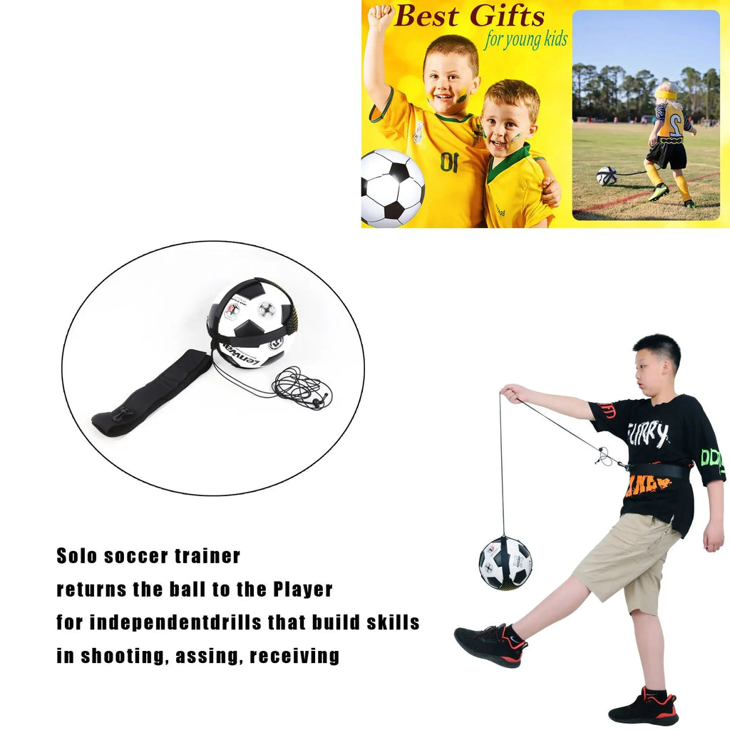 Football ball control training equipment kicking volleyball throwing single player practice adjustable waist belt elastic band