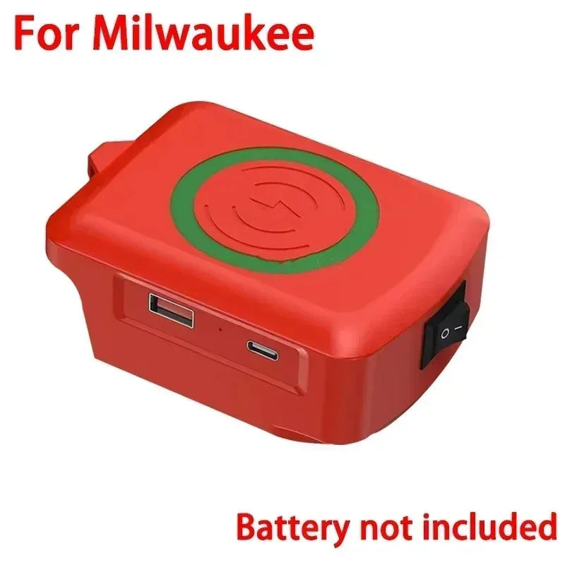 Wireless Charger Adapter For Makita/DeWalt/Milwaukee 18V Battery USB Type C Fast Charging Power Bank Battery Not Included