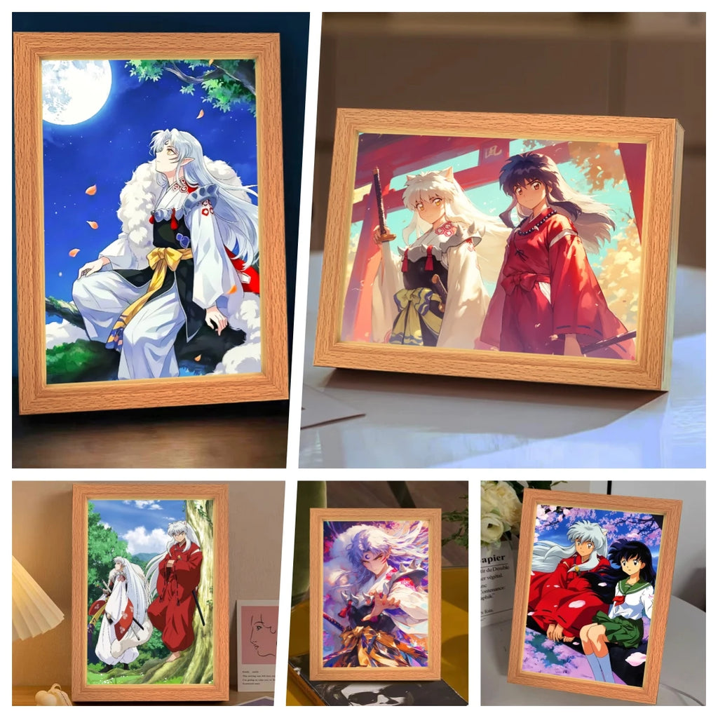 Anime Character Light Picture Frame, Inuyasha Character LED Light, Wall Decoration, Room Night Light, Gift, Moonlight Light