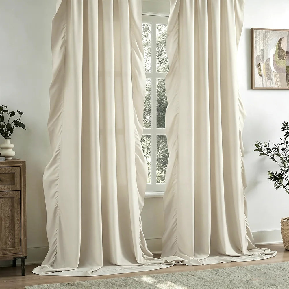 1/2 Panels Elegant and Romantic, These Minimalist, Semi-Sheer Ruffled Curtains Are Perfect for Decorating Bedrooms, Living Rooms