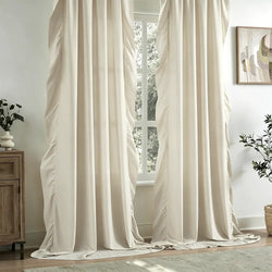 1/2 Panels Elegant and Romantic, These Minimalist, Semi-Sheer Ruffled Curtains Are Perfect for Decorating Bedrooms, Living Rooms