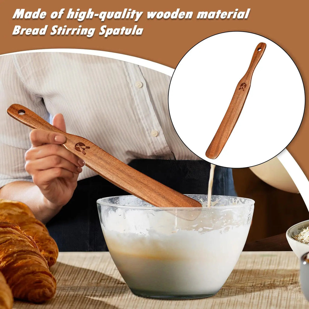 Kitchen Spatulas For Cooking Slotted Thin Paddle Stir Stick Utensil Sourdough Scraper Mixing Spoons Eco-Friendly Wooden Kitchen
