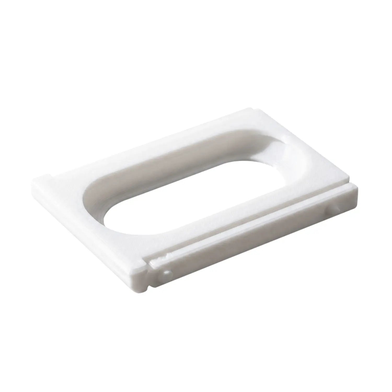 white plastic rectangular adapter bracket frame with a central oval cutout and slightly raised edges for fitbit air to whoop 5.0 integration