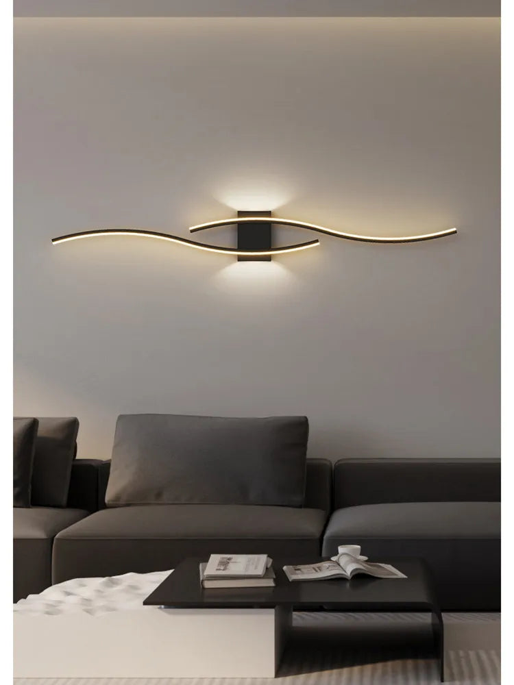 Modern Living Room Sofa Background Wall Lamps for Bedroom Bedside Designer Strip Minimalist Wall Decor Loft creative line Lights