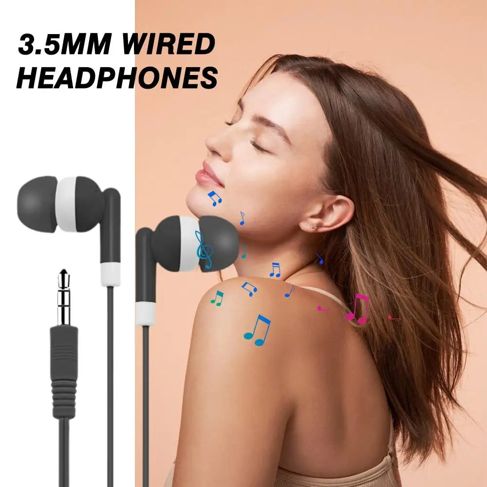 1/5 Pack Basic Earbud Headphones For Music, Wired Earphones in-Ear Disposable Headphones, 3.5 MM Audio Jack Stereo Earphones