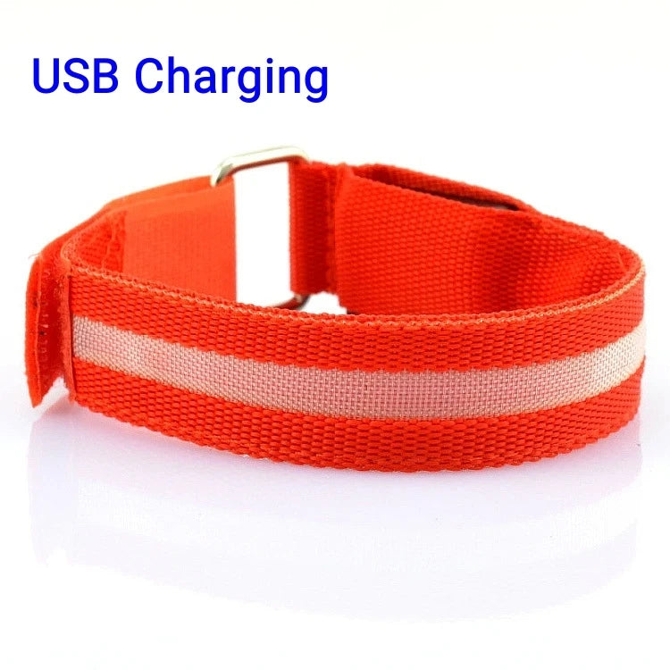 Outdoor Sports Armband LED Light Night Running Safety Belt USB Rechargeable Arm Leg Warning Wristband Cycling Bike Bicycle Light