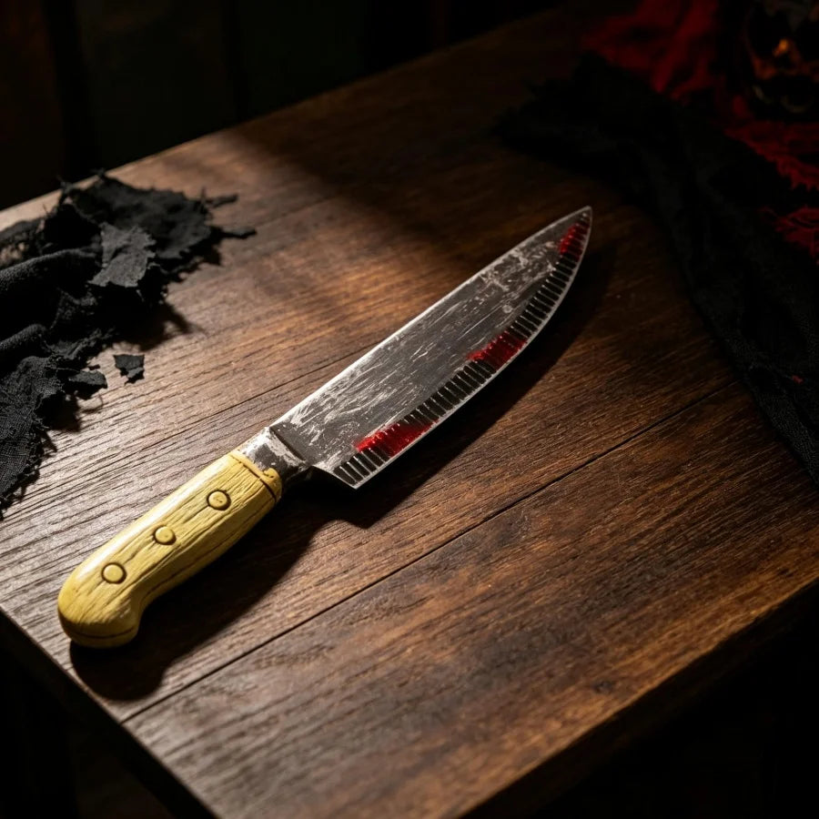 Halloween Haunted House Costume Props, Unsharpened Plastic Bloody Knife, Chainsaw, Bronze Axe—Festival Horror-Themed Accessories