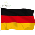 Germany flag with black red and gold horizontal stripes and white pole sleeve shown from the front view