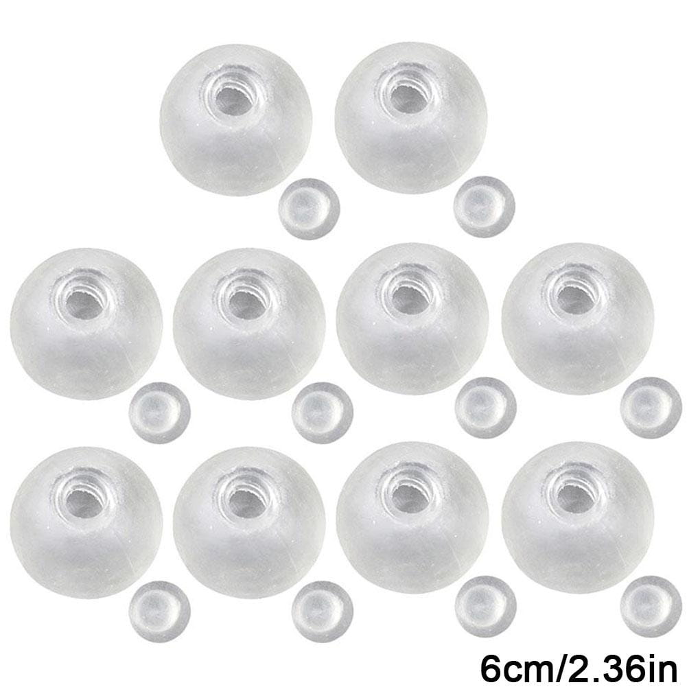 Perles en verre dépoli transparent avec un trou central pour le passage du fil, dans un jouet antistress sensoriel fait main en forme de balle molle.
