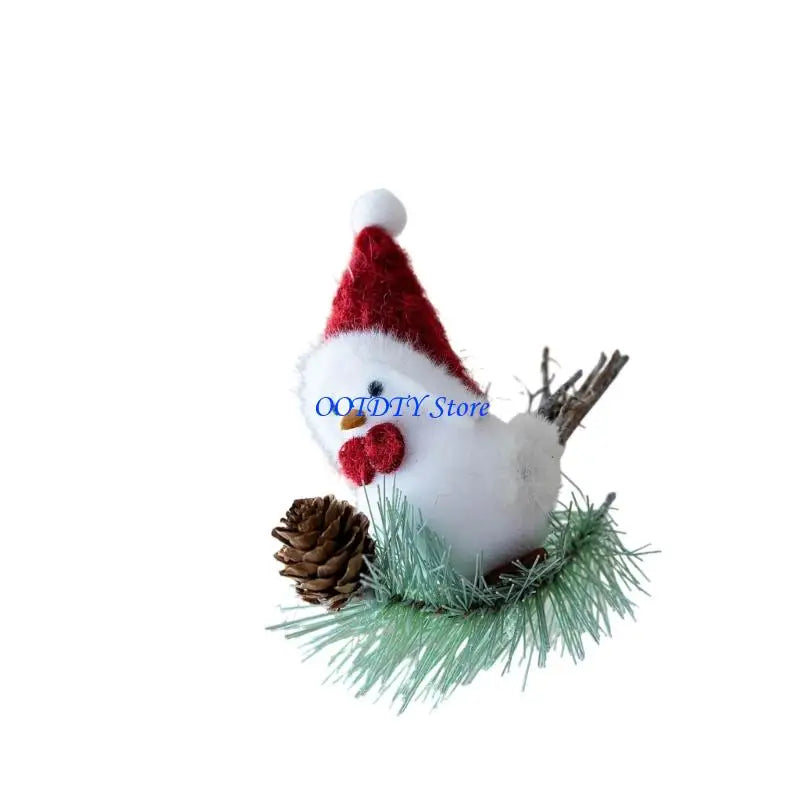 367A Holiday Couple Bird Decors Foam Craft With Santa Hat Seasonal Display Accent