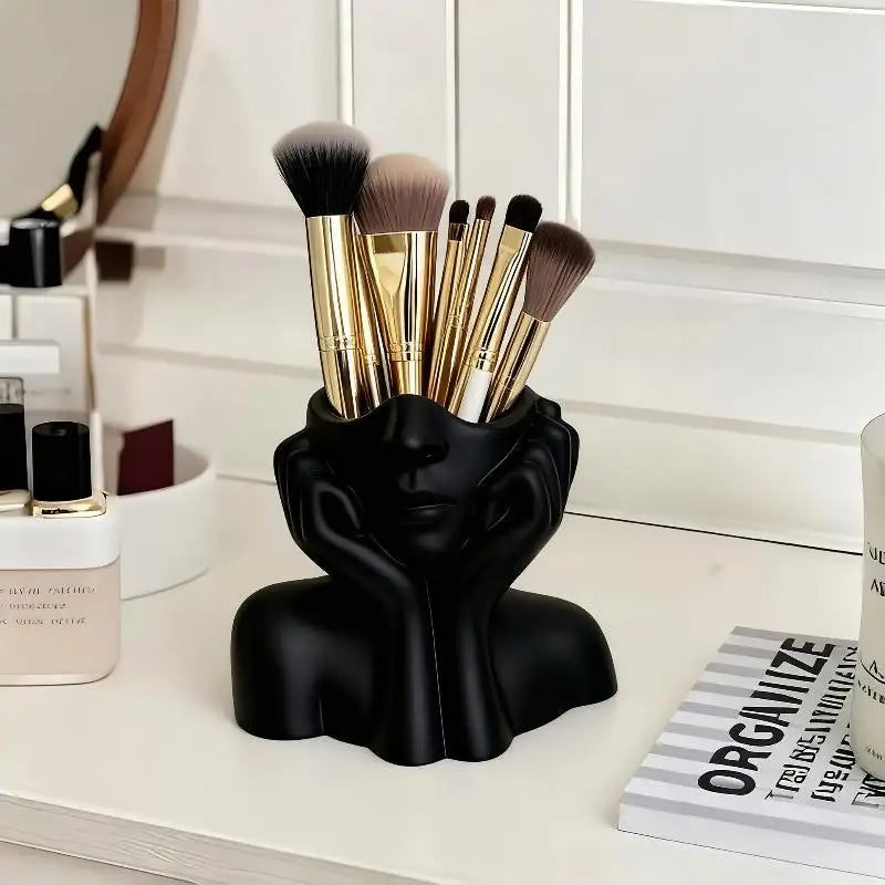 Bohemian Face Decor Vase with Inner Groove Design Cute Artistic Vase for Home Living Room Shelf Display