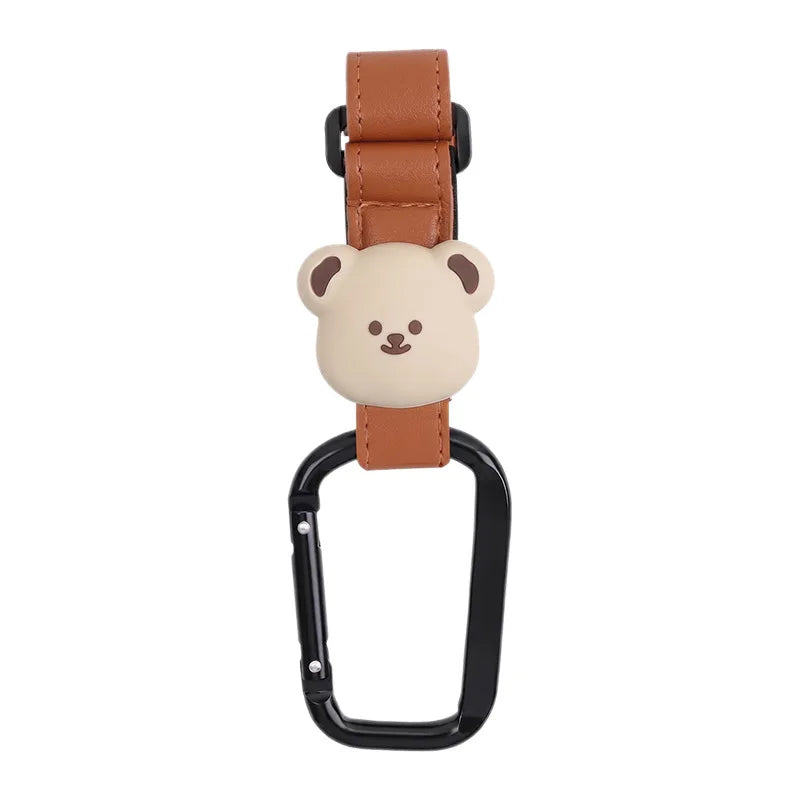 Baby Stroller Hooks Solid PU Stroller Accessories Hanging Hook Chrildren Bicycle Stroller Organizer Accessories Cute Bear Hooks