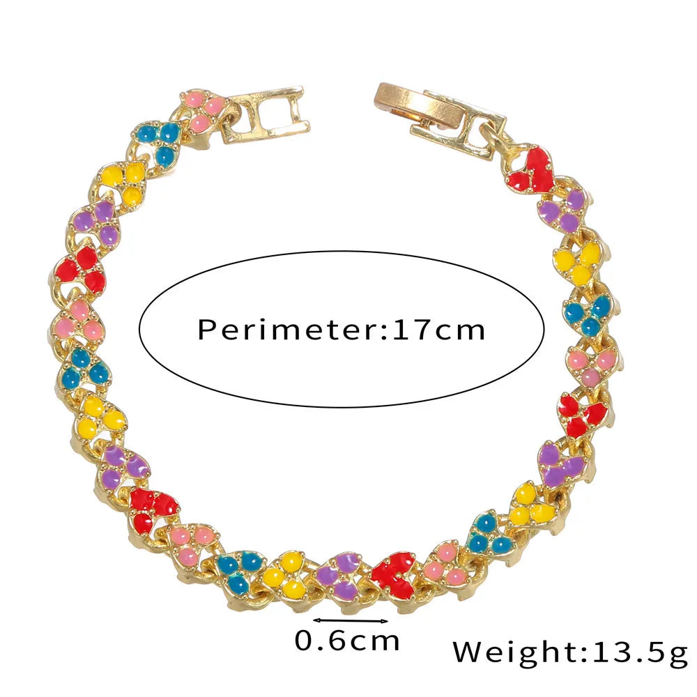 European American Geometric Metal Bracelet Versatile Colorful Enamel Bangle Wedding Supplies Holiday Gift