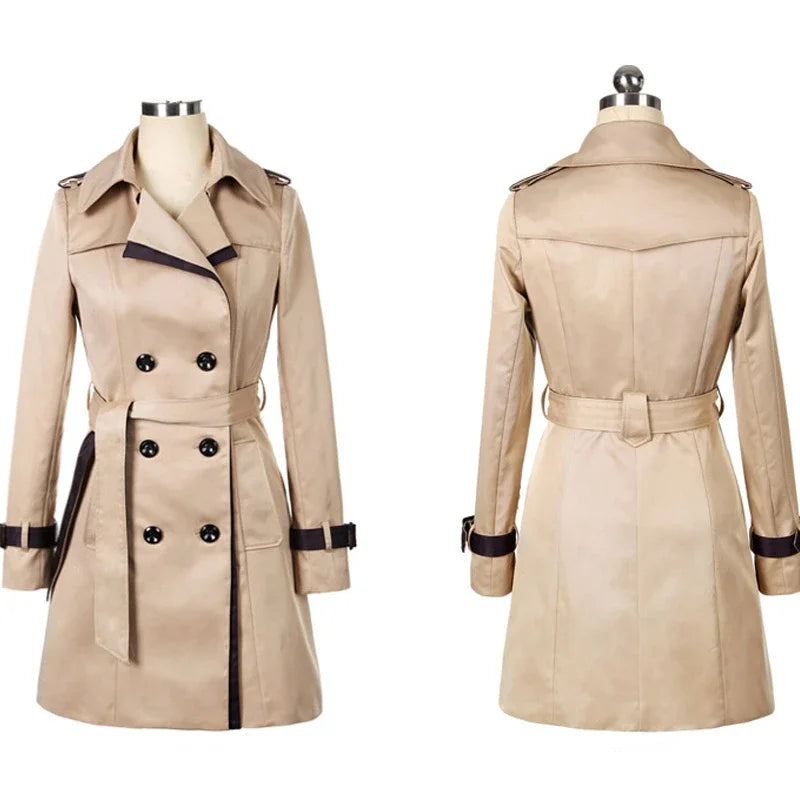 Trench Coat for Women 2025 Autumn Casual Double Breasted Female Long Trench Coats Plus Size Casaco Feminino Ladies Windbreaker