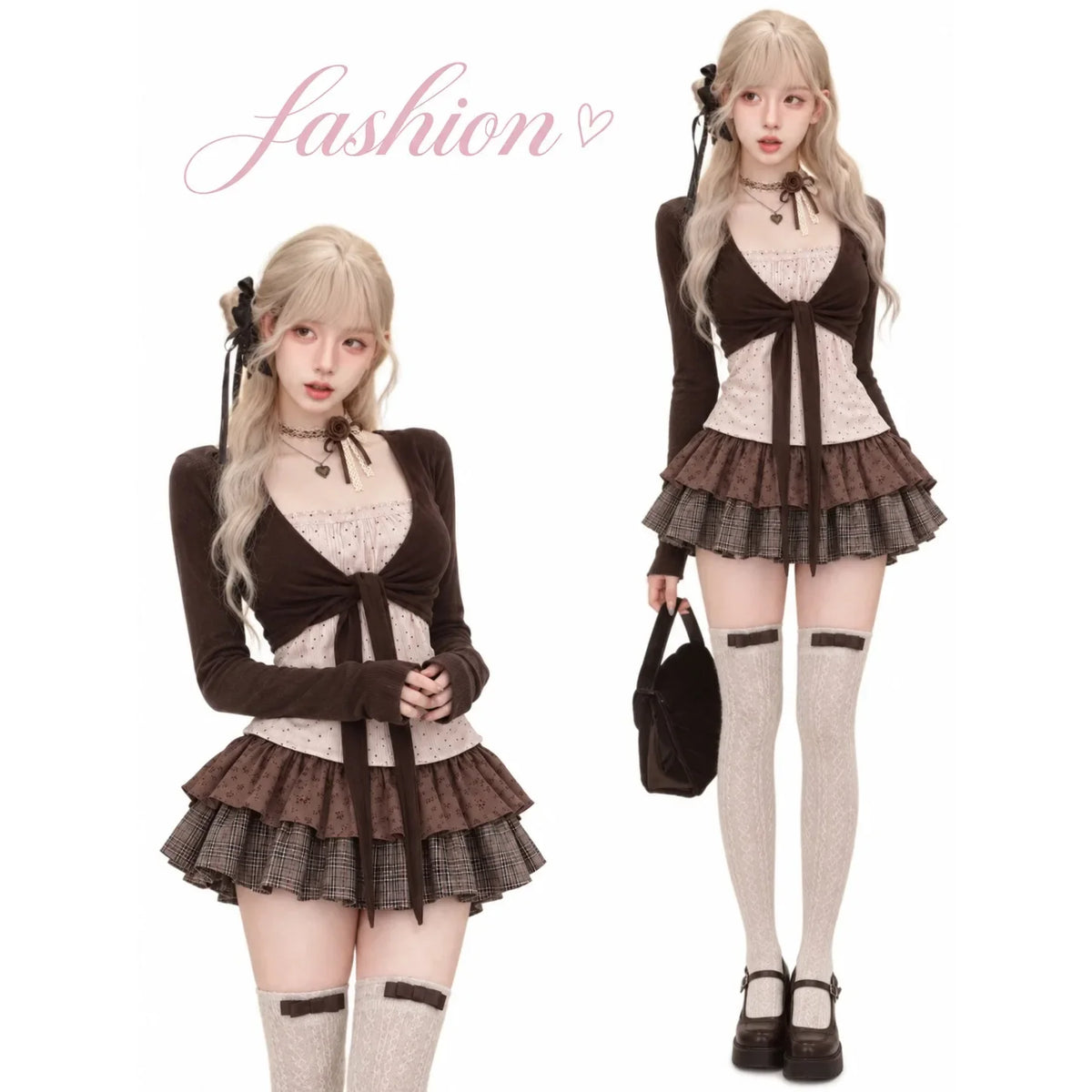 Women Chic Party 2 Piece Matching Outfit Sets Y2K Crop Top Blouse & Mini Skirt Korean Fashion American Vintage Streetwear Suits