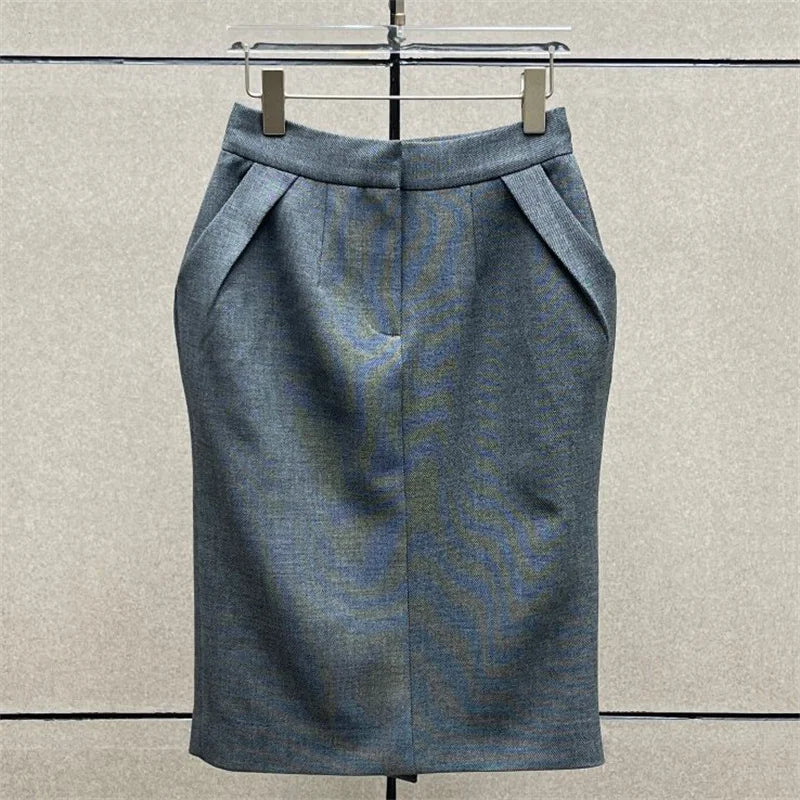 women's skirt New high waisted slim fit long skirt for autumn 2026 women's half skirt straight tube skirt y2k knee length skirt
