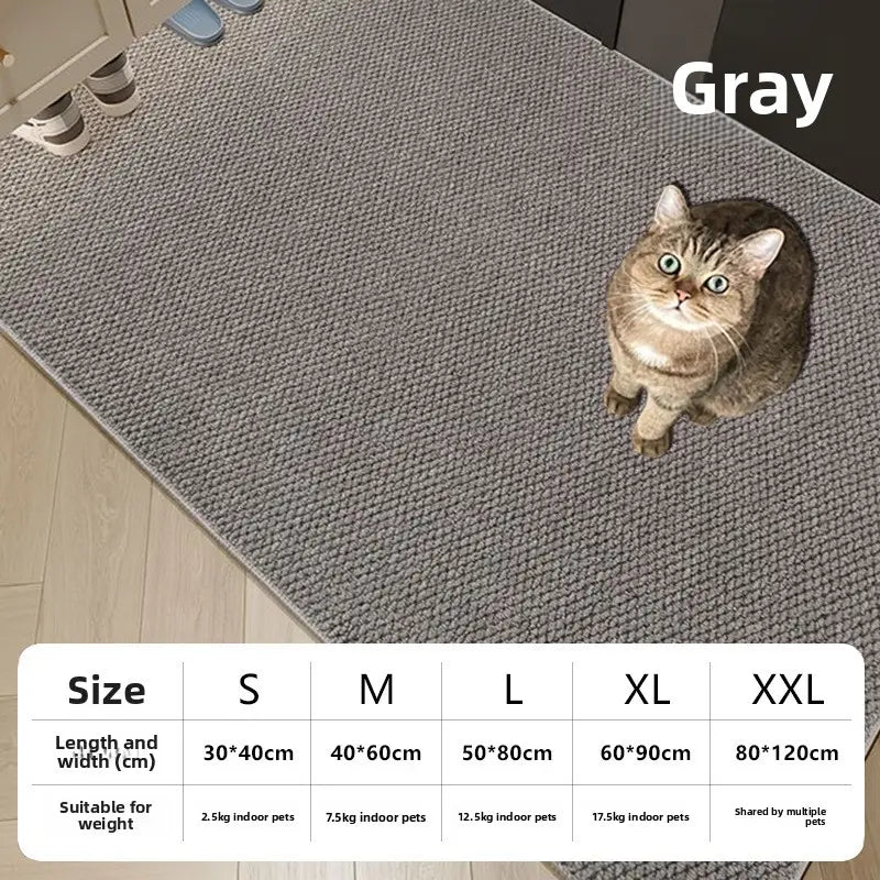 tapis intérieur pour animal gris texturé en sisal, conçu comme protecteur de meubles contre les griffures du chat