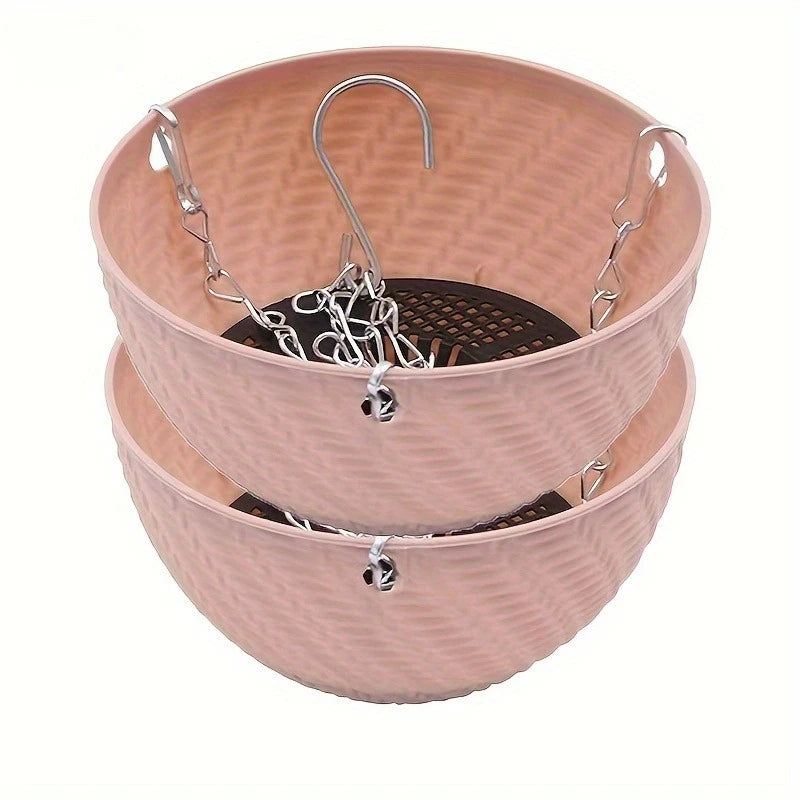 2Pcs Hanging Flower Planters, Outdoor Balcony Hanging Plant Pots for Indoor & Outdoor Green Plants