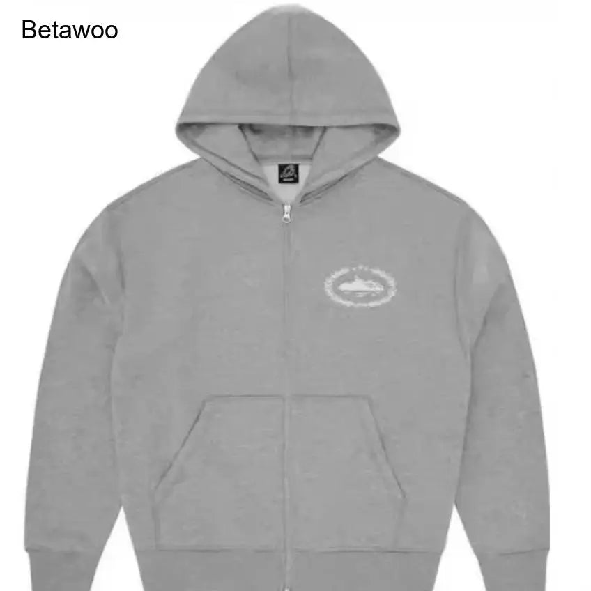 Men's Casual Zip Up Hoodie Solid Color Fleece Jacket with Pockets Full Zip Sweatshirt Outerwear