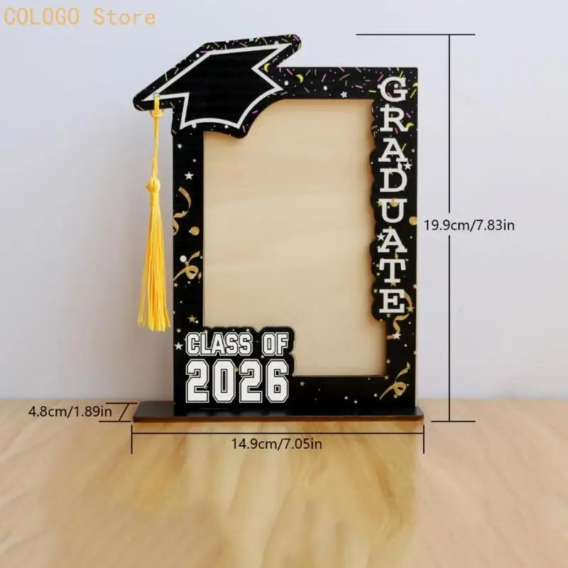 Wooden Graduation Picture Frame Class of 2026 Graduate Photo Frame With Tassels Desktop Decorations Tabletop Display D0LD