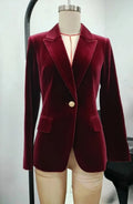 Elegant Velour Blazers Women Retro Single Button Suit Collar Jacket Blazer Coat 2025 Autumn Long Sleeve Simple Fashion Outerwear
