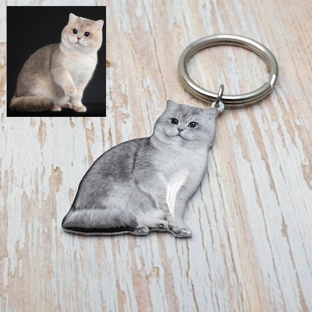 Custom Keychain Personalized Photo Keychain Pet Picture Keyring Pet Photo Keychain Customized Photo Jewelry Dog Memorial Gift