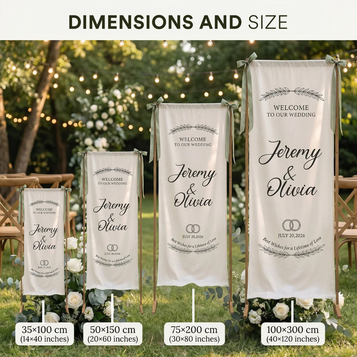 Custom Fabric Wedding Welcome Sign Personalized Welcome Banners for Wedding Engagement Bridal Shower Party Outdoor Decor