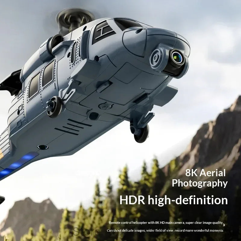 4drc L2 Rc Helicopter 8k Aerial Camera Builtin Screen Remote Control 6axis Gyro Single Blade Black Hawk Apache Military