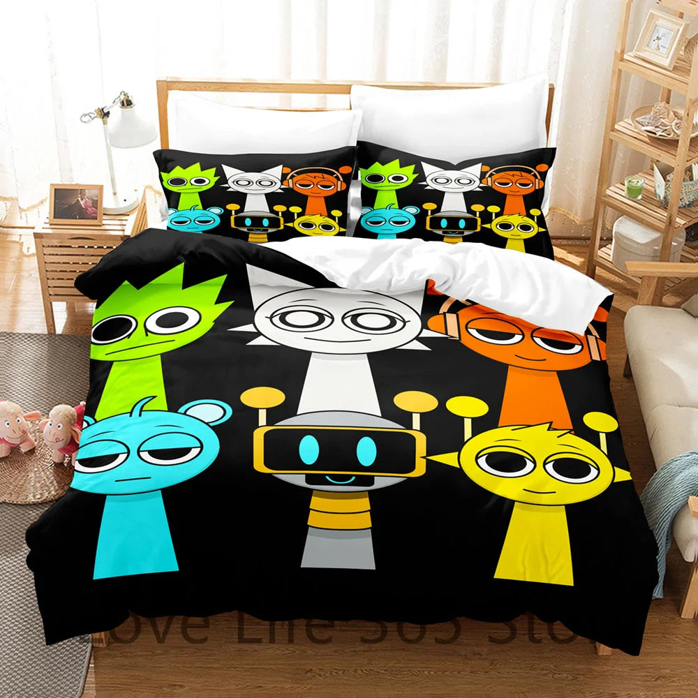 Game Sprunki Bedding Sets For Kids Boys Girls New 3d Printed Bed Cover Comforter Duvet Cover Pillow Case Bedroom Decoration