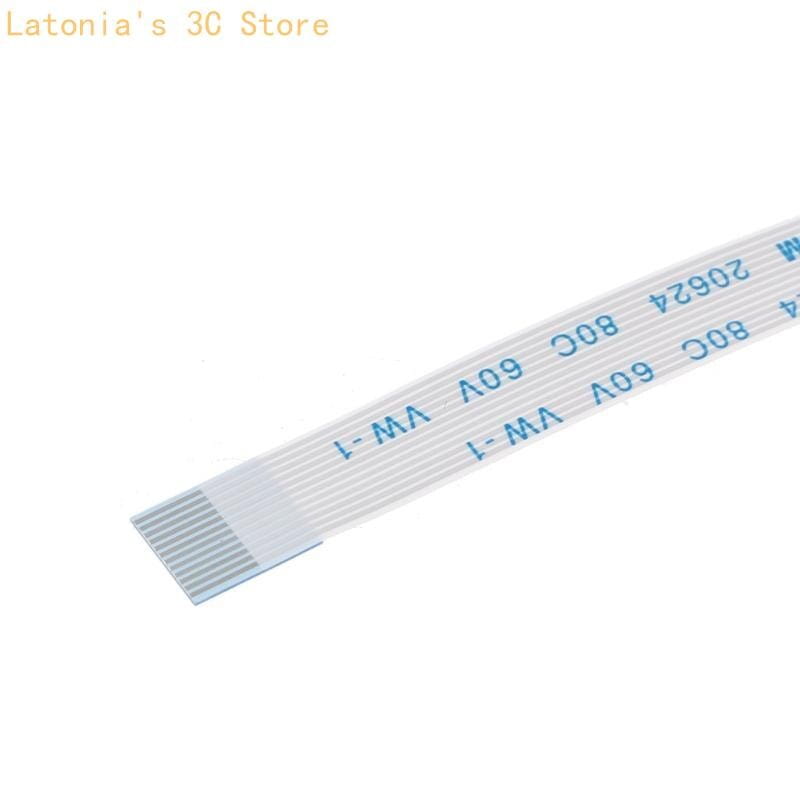 white flexible flat ribbon cable with blue printed markings and metallic contact strip for power switch cable in controller set