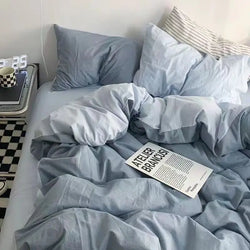 Bed Linen 2 Bedroom Four-piece Washed-cotton Bed Sheets Pillowcases Comforter Bedding Set Student Dormitory Three-piece Cover