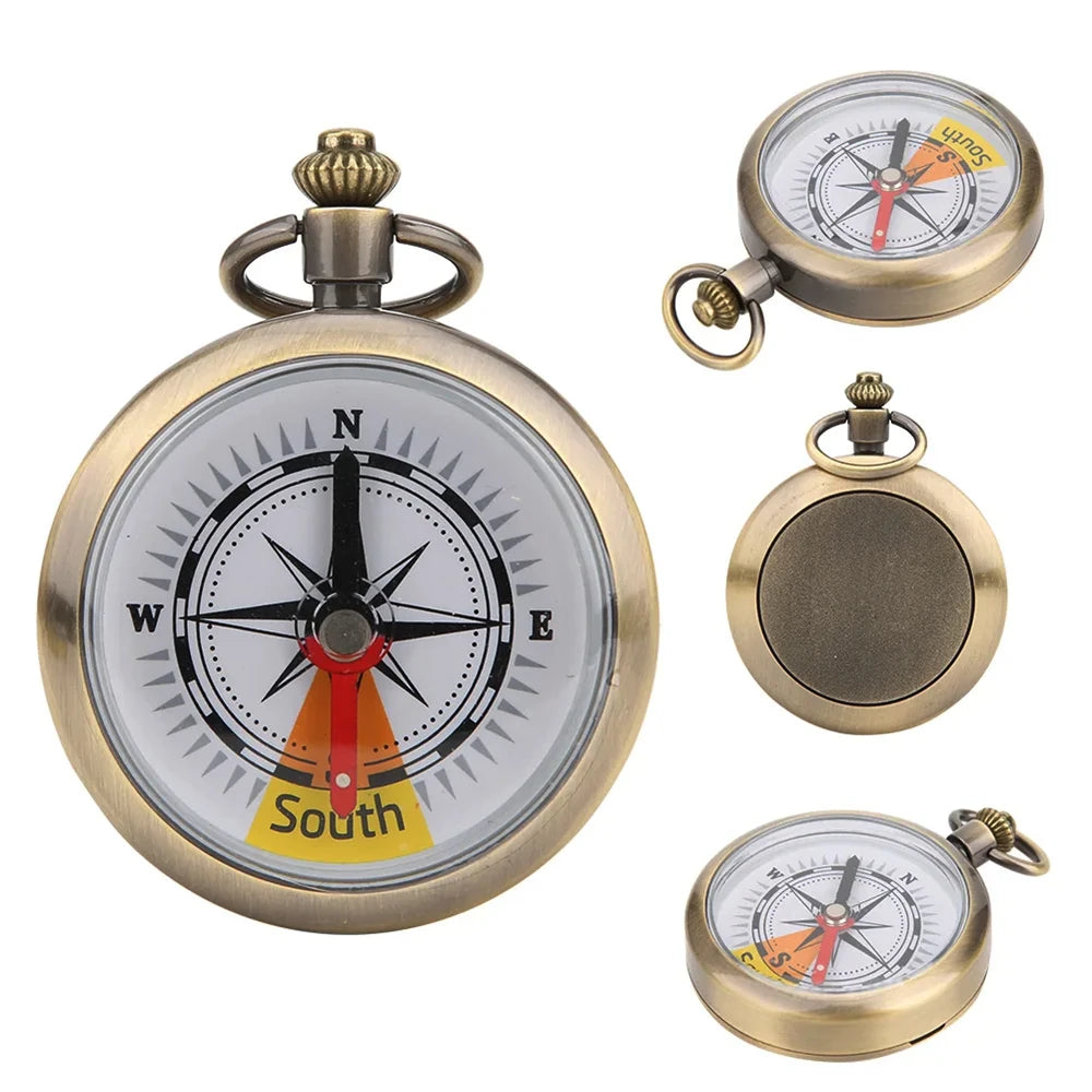 Outdoor Compass Camping Hiking Portable Pocket Brass Gold Color Zinc Alloy Material Compass for Travel