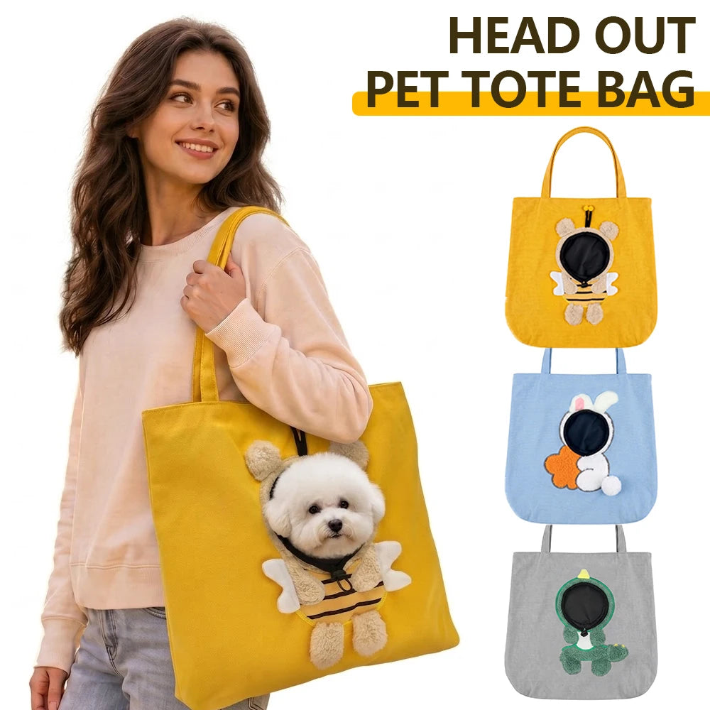 Pet Carrier Tote Portable Head Out Pet Tote Bag with Collar Safety Buckle Breathable Cat Dog Travel Bag Pet Supplies for 6-8Kg
