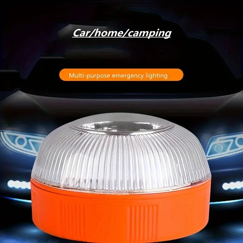 Magnetic led car emergency strobe light beacon with orange and clear ribbed multi-purpose emergency light.