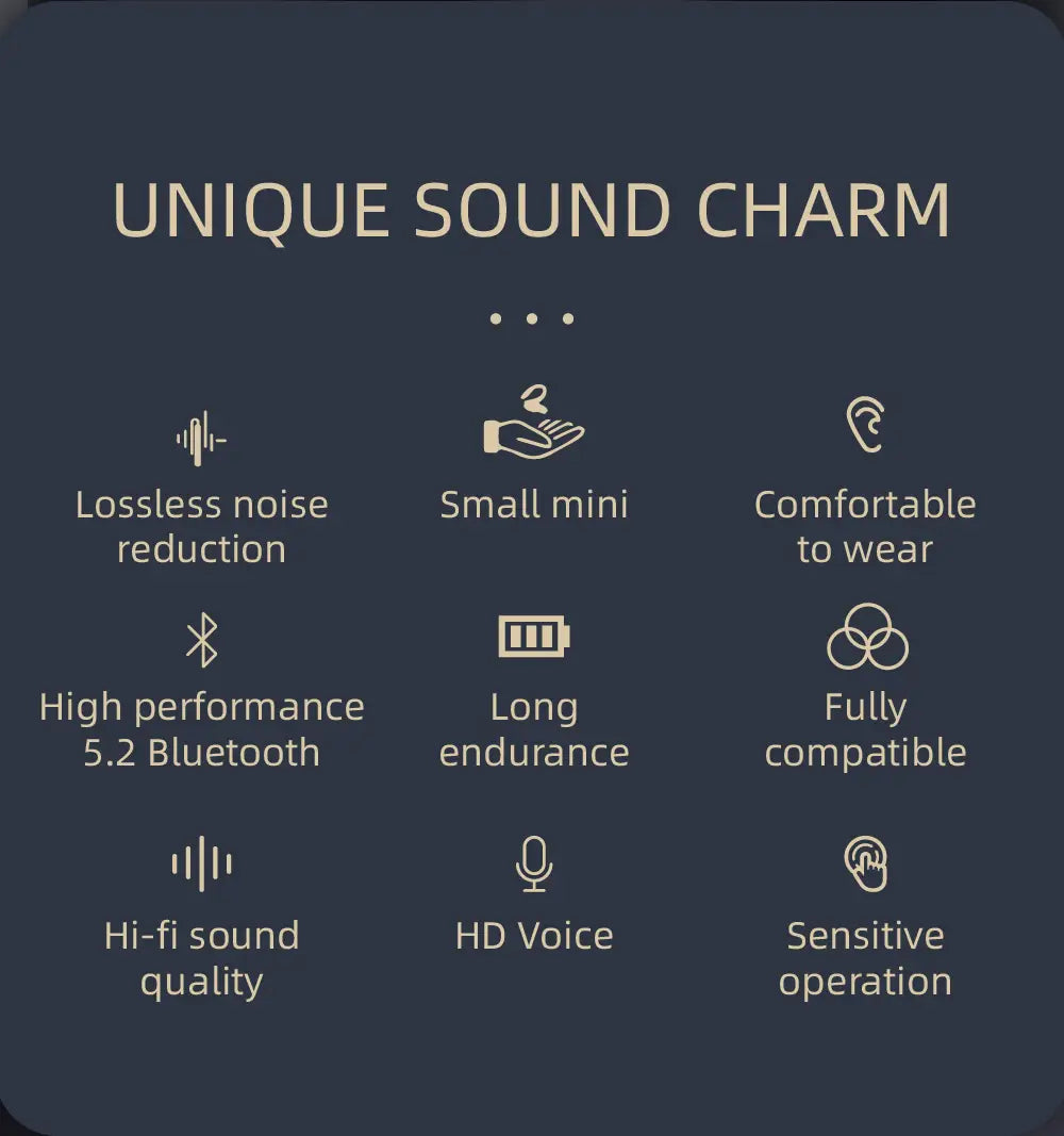 Wireless ear hook sport earbuds Bluetooth 5.2 with unique sound charm, lossless noise reduction, and high-definition voice quality for comfortable wear.