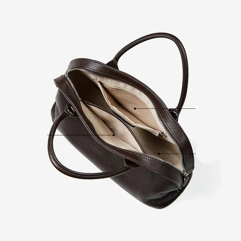 Genuine Leather Women's Bag Original First Layer Cowhide Women's Hand Shoulder Simple Tote Bag Occupation