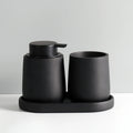 Bathroom Accessories Set, Lotion Bottle, Mouthwash Cup, Tray, Portable Shampoo Dispenser, Three Piece Set, Resin